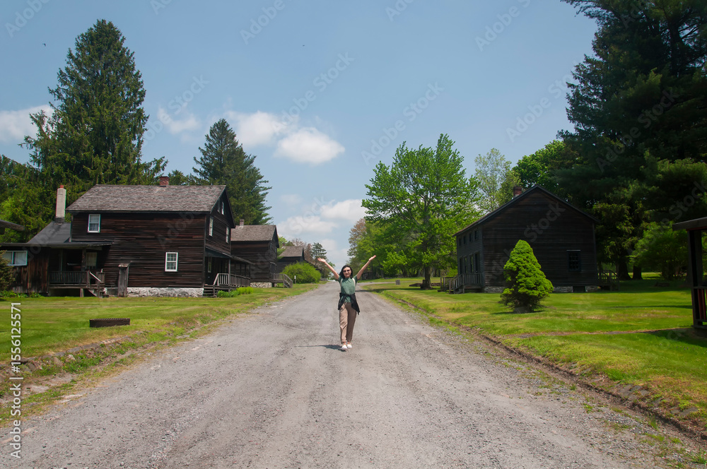 Fototapeta premium a happy celebration on a rural Pennsylvania dirt road