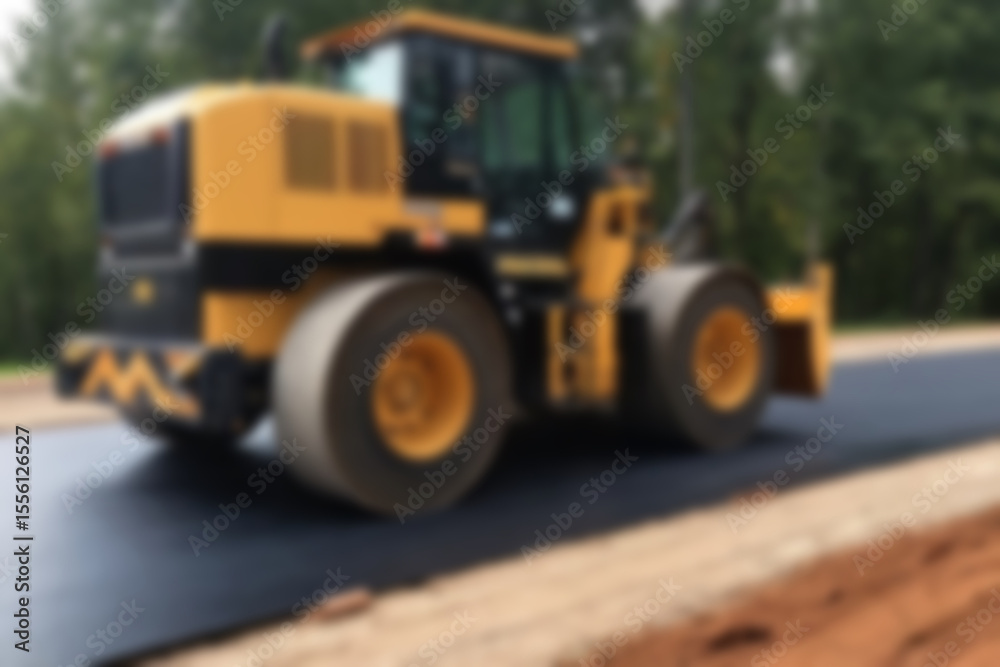 Fototapeta premium Blurry photo of the construction process of repairing/paving the highway using modern tools.