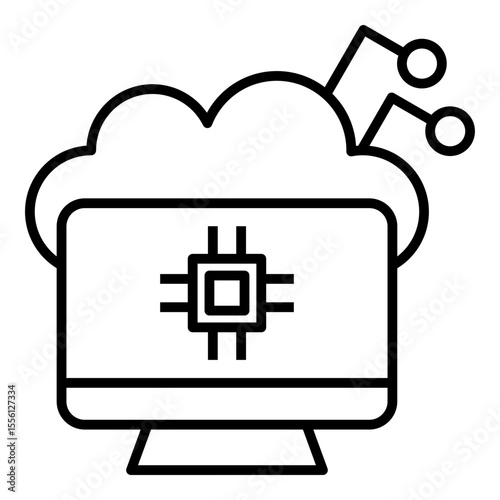 Cloud Computing Outline Icon Vector Illustration
