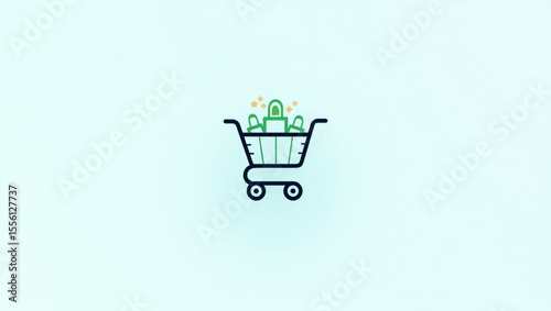 Shopping cart line art icon for apps and websites.