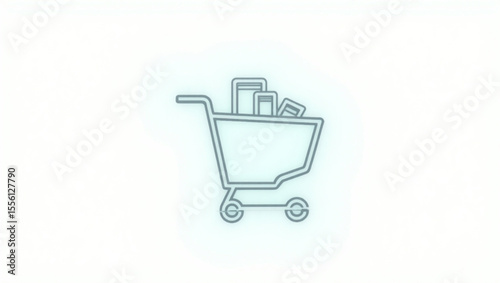 Shopping cart line art icon for apps and websites.