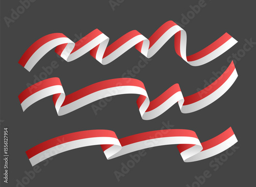 Set wavy flag indonesia