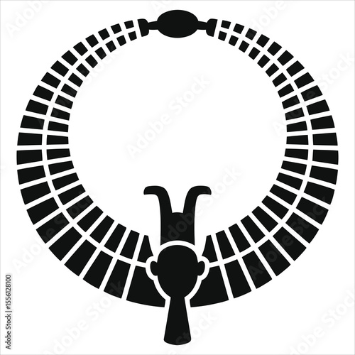 ( Egyptian pharaoh-style necklace) Elegant Black and White Ankh Symbol for Historical Design/This is a striking black and white graphic of an ancient Egyptian Ankh symbol.
