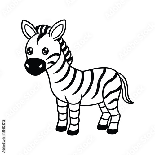 Happy zebra character with stripes silhouette isolated on white background