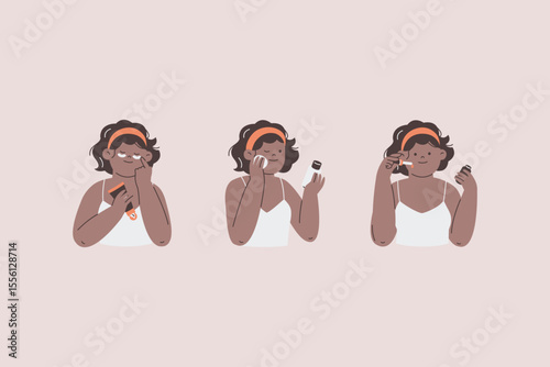 Woman with Facial Skincare Illustration