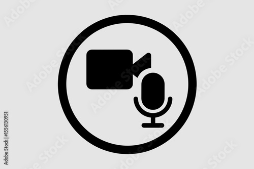 Simple Flat Circle Camera and Microphone Icon Symbol Communication and Recording