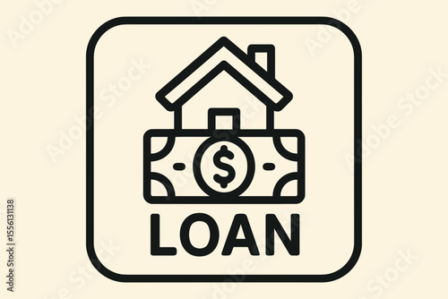 Outline Modern House Loan Financial Investment Icon Illustration Element