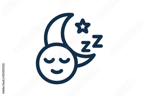 Hand Drawn Sketchy Moon Star Sleepy Face Cartoon Icon