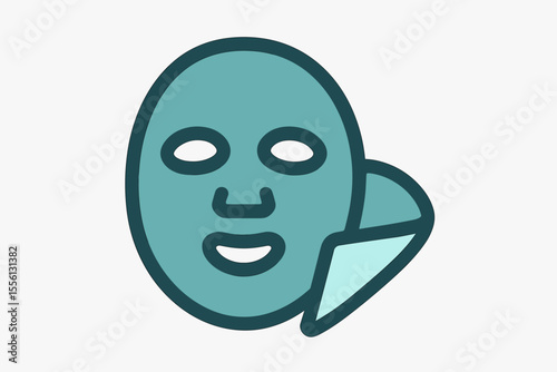 Simple Line Facial Mask Sheet Treatment Beauty Skin Care Icon