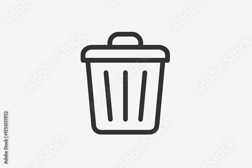 Simple Line Drawing Waste Bin Trash Can Garbage Symbol Icon