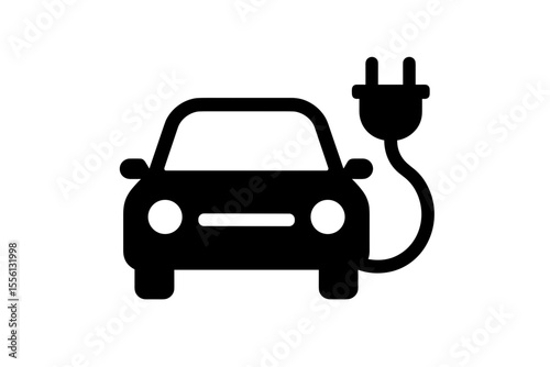 Simple Silhouette Electric Car Charging Plug Environmentally Friendly Transportation Icon