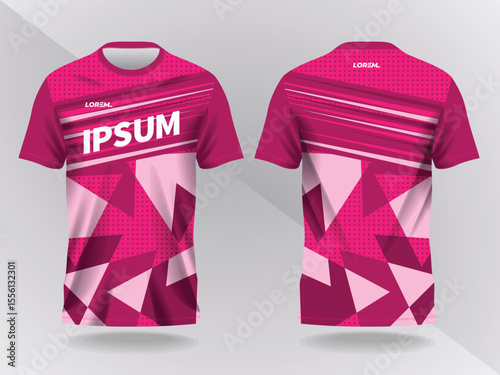abstract pink background and pattern for sport jersey design and mockup. front and back view template