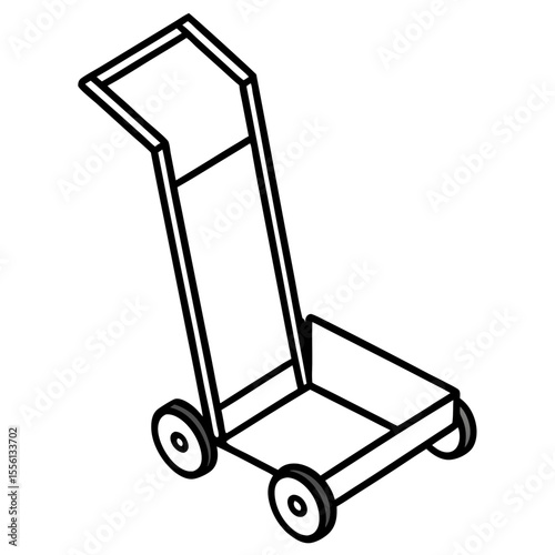 Hand Cart Outline Vector Illustration