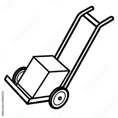 Hand Cart Outline Vector Illustration