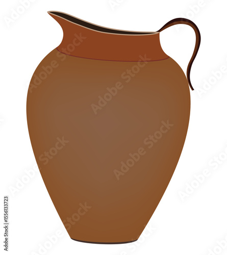 Clay jug isolated on white background