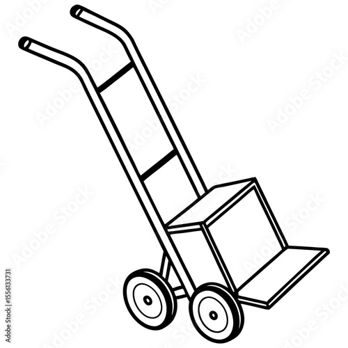 Hand Cart Outline Vector Illustration