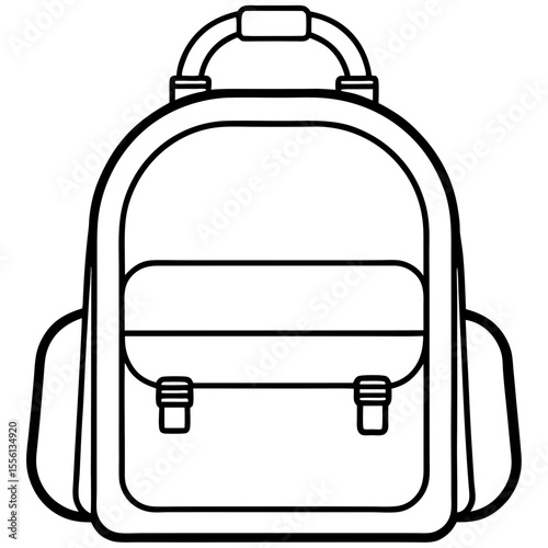 Black outline school backpack icon on white background school bag luggage