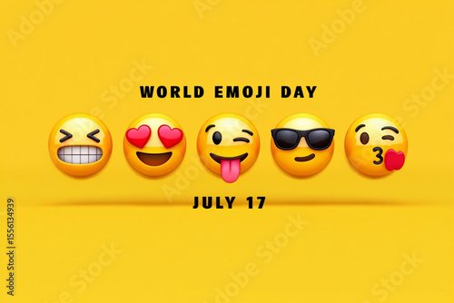 World Emoji Day Social Media Template Flat Cartoon Background Vector Illustration