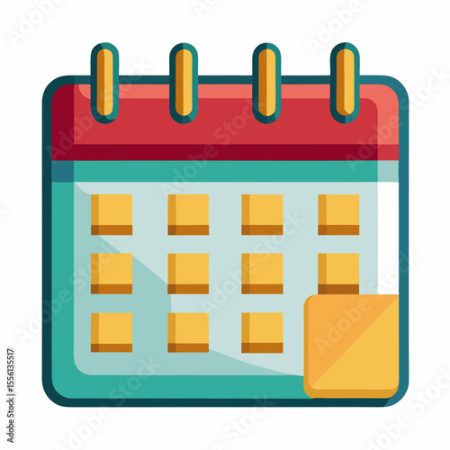 Flat vector icon of a calendar with a sticky note date month