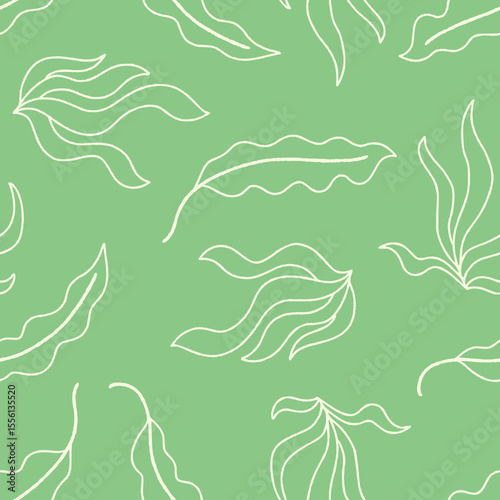 Outline Vector Kelp Pattern Repeat Seamless for Wallpaper Background Cover Packaging