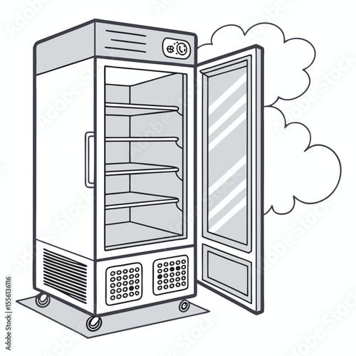 Commercial blast chiller on white, rapidly cooling food, essential for restaurants and catering.
