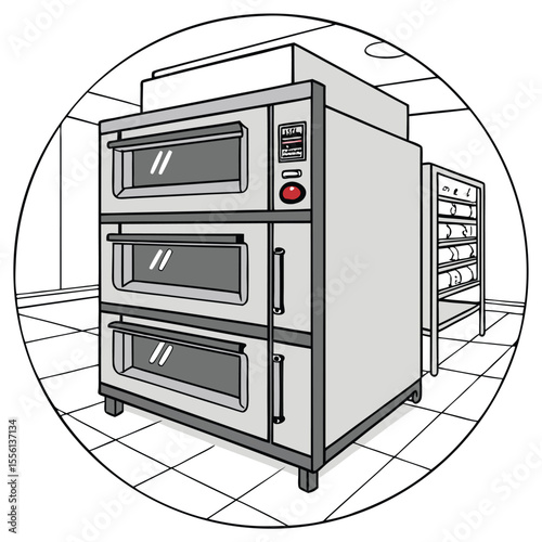 Large commercial oven on white, professional baking and roasting, essential for bakeries and restaurants.