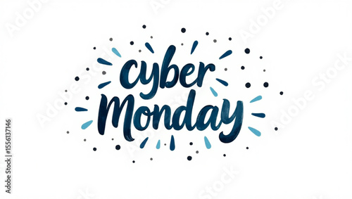 Cyber monday lettering Handwritten word Modern brush calligraphy Template for marketing ad, print, web, banner, poster, flyer Ink illustration




