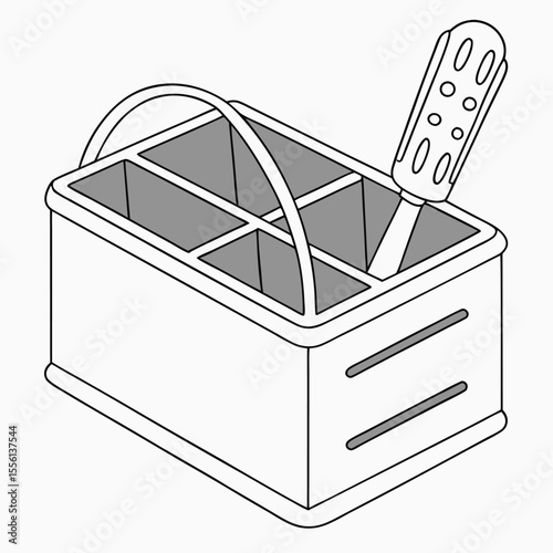 Cutlery holder on white, organizing kitchen utensils, keeping drawers neat and tidy.