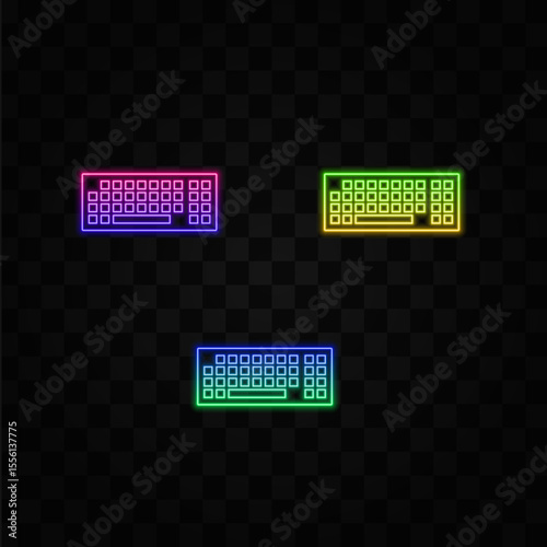 cartoon computer keyboard template. neon style.