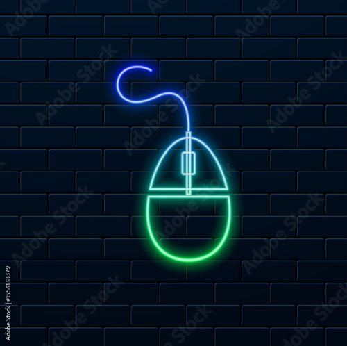 computer mouse icon, neon style, computer mouse line art - simple computer mouse line art, perfect for computer mouse logos and icons