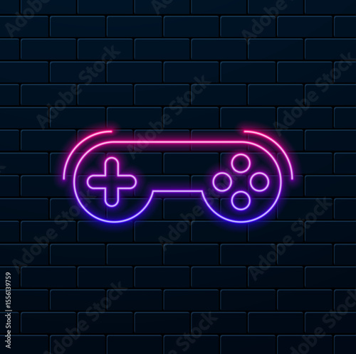 icon, joystick and solid icon, neon style. Electronic concept, gamepad controller sign, game joystick icon in outline style for mobile concept and web design. Vector graphics