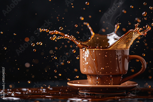 Warm Morning Energy: Coffee Splash Captured in Motion

