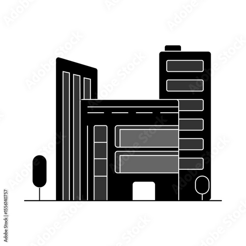 Office Building Icon, Corporate Headquarters Vector, Commercial Real Estate Illustration