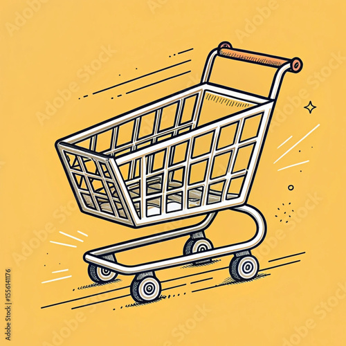 Shopping cart line art icon for apps and websites.