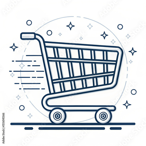 Shopping cart line art icon for apps and websites.




