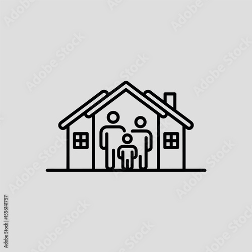 Family Home Icon Representing Family Unity and Home Sweet Home