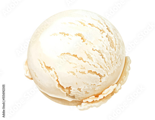 vanilla ice cream scoop watercolor illustration on isolated background cold dessert sweet creamy treat food clipart
