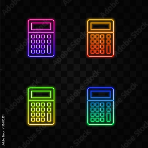 Line calculator icon. neon style.