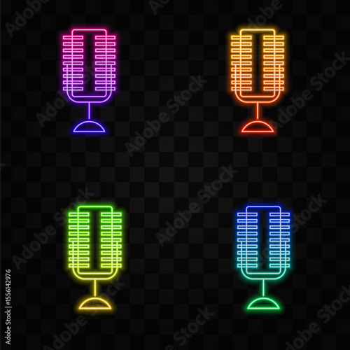 Microphone icon Radio microphone symbol. neon style. Microphone symbol