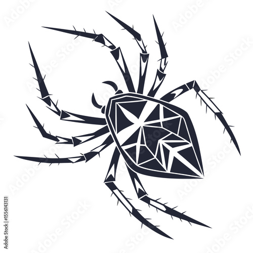 Geometric spider silhouette design illustration