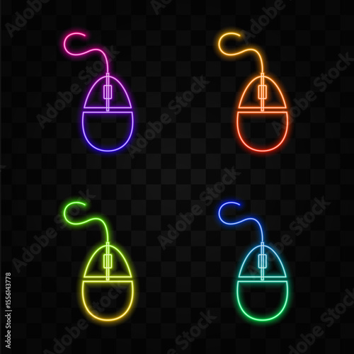 simple mouse icon. vector illustration. neon style.