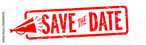 " Save the date " red stamp	