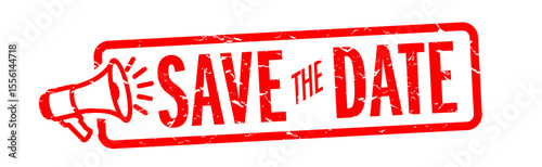 " Save the date " red stamp	