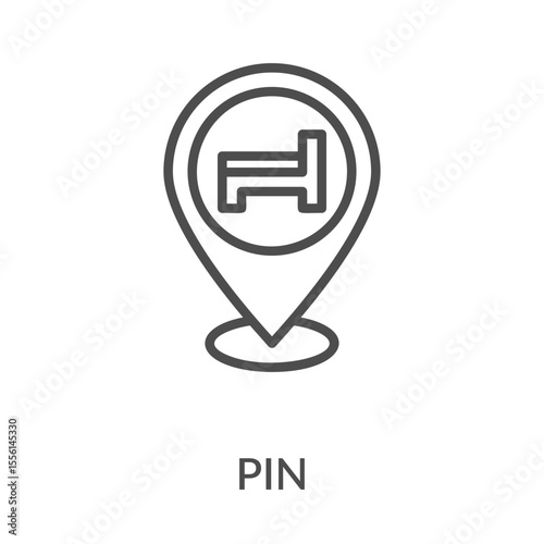 Pin Icon Line Style. Design Vector Illustration