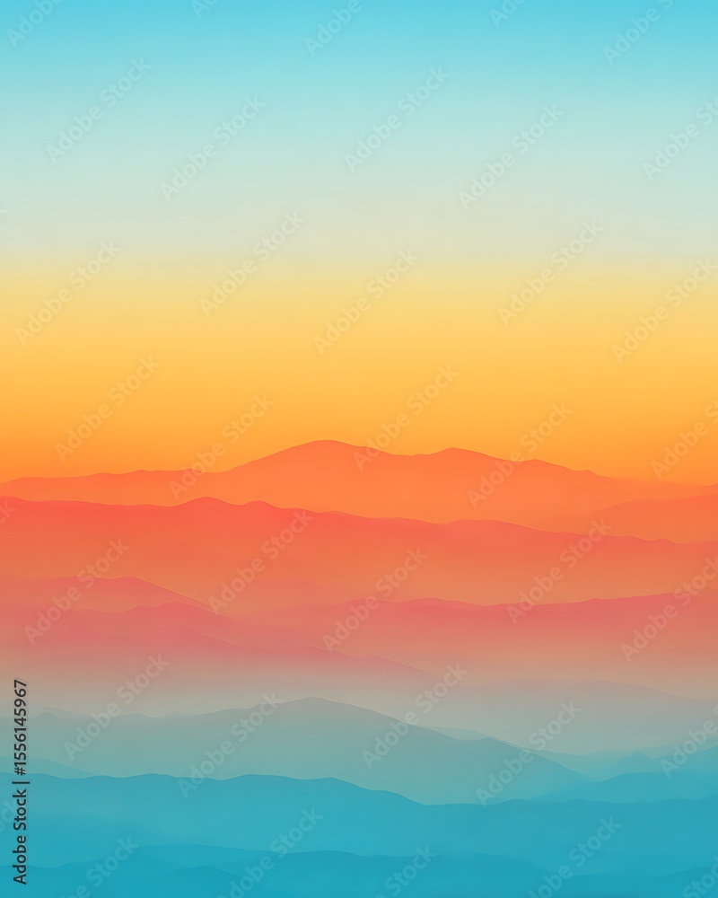 Fototapeta premium Abstract layered mountains gradient color spectrum