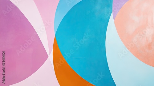 Abstract design with overlapping shapes and vibrant colors.