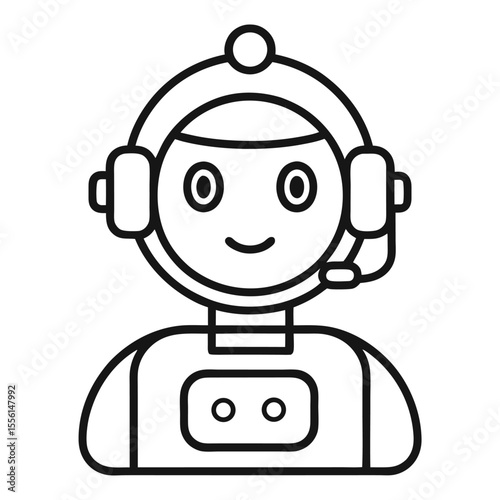 AI chat Bot Line Icon on Clean White Canvas