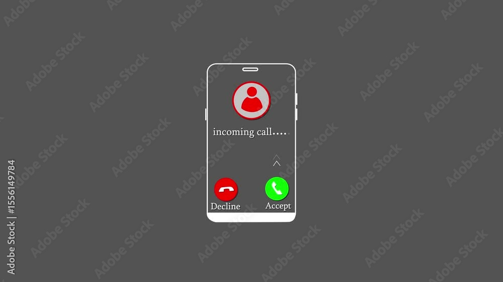 incoming Call ring icon on transparent background, Animation of incoming call icon, incoming call icon background featuring a vibrating phone with a flashing white  background, incoming Call concept