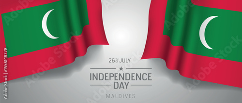 Maldives happy independence day greeting card, banner with template text vector illustration