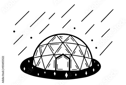 Crystalline Space Habitat with Layered Elements A Vector Illustration of a Futuristic Dog